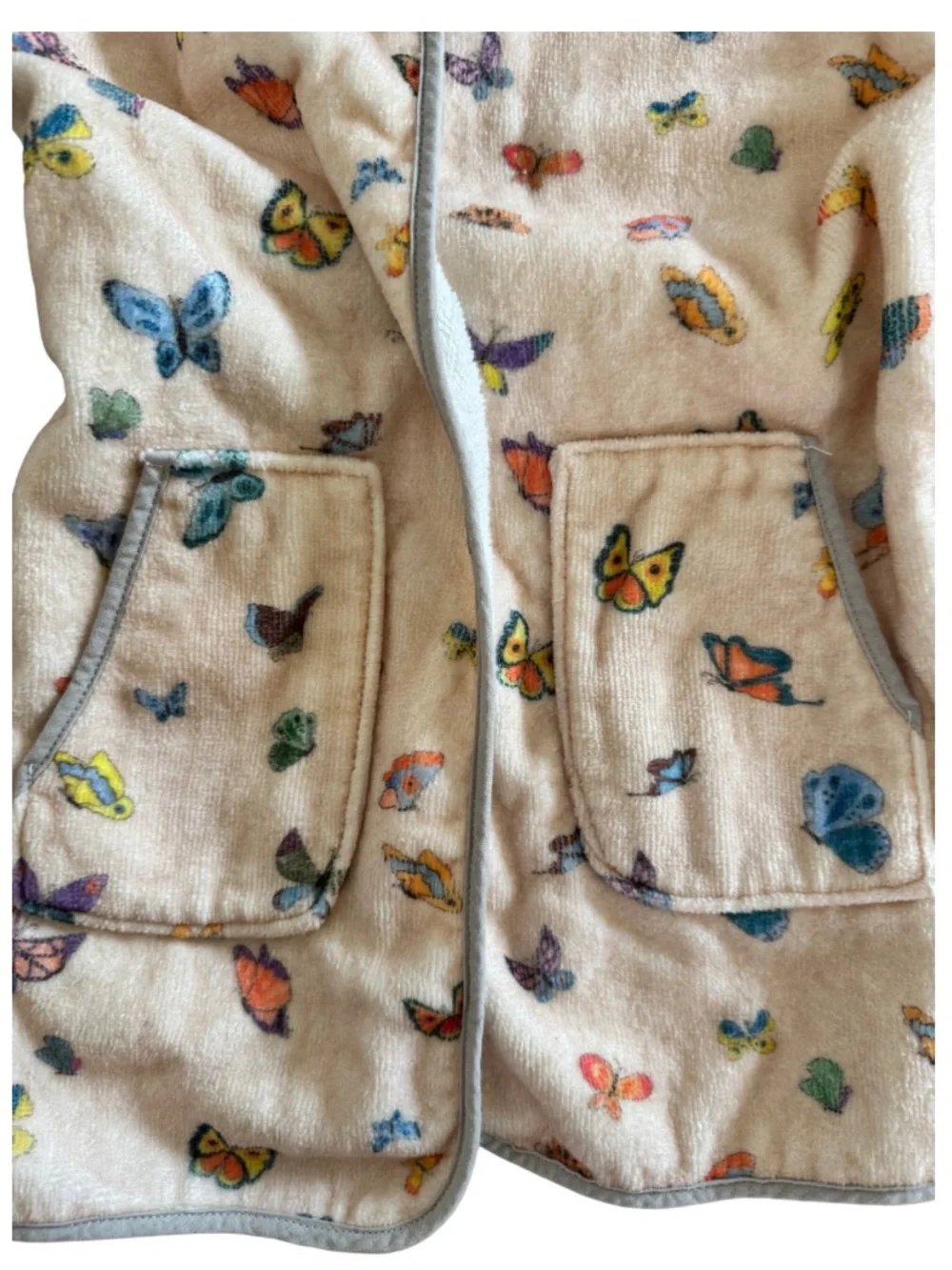 🦋 Timo & Violet Butterfly Hooded Bathrobe 1-2Y Velour Terry